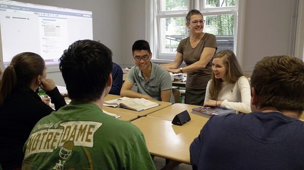 Denise DellaRossa Teaching A Class Of Notre Dame Students In Berlin