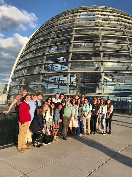 Group Photo Of Students Standing In Front Of the Reichstag Dome
